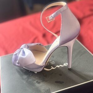 Nina Shoes Purple Satin Sandals with Bow Detail